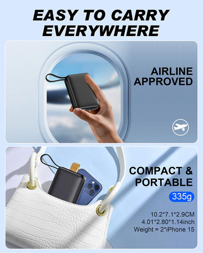 Power Bank, 26800mAh Portable Charger Battery Pack, External Battery with 2 Port & 2 Cables, Fast Charging Powerbank Compatible for iPhone 16 15 14 13 12, Android Phone and More