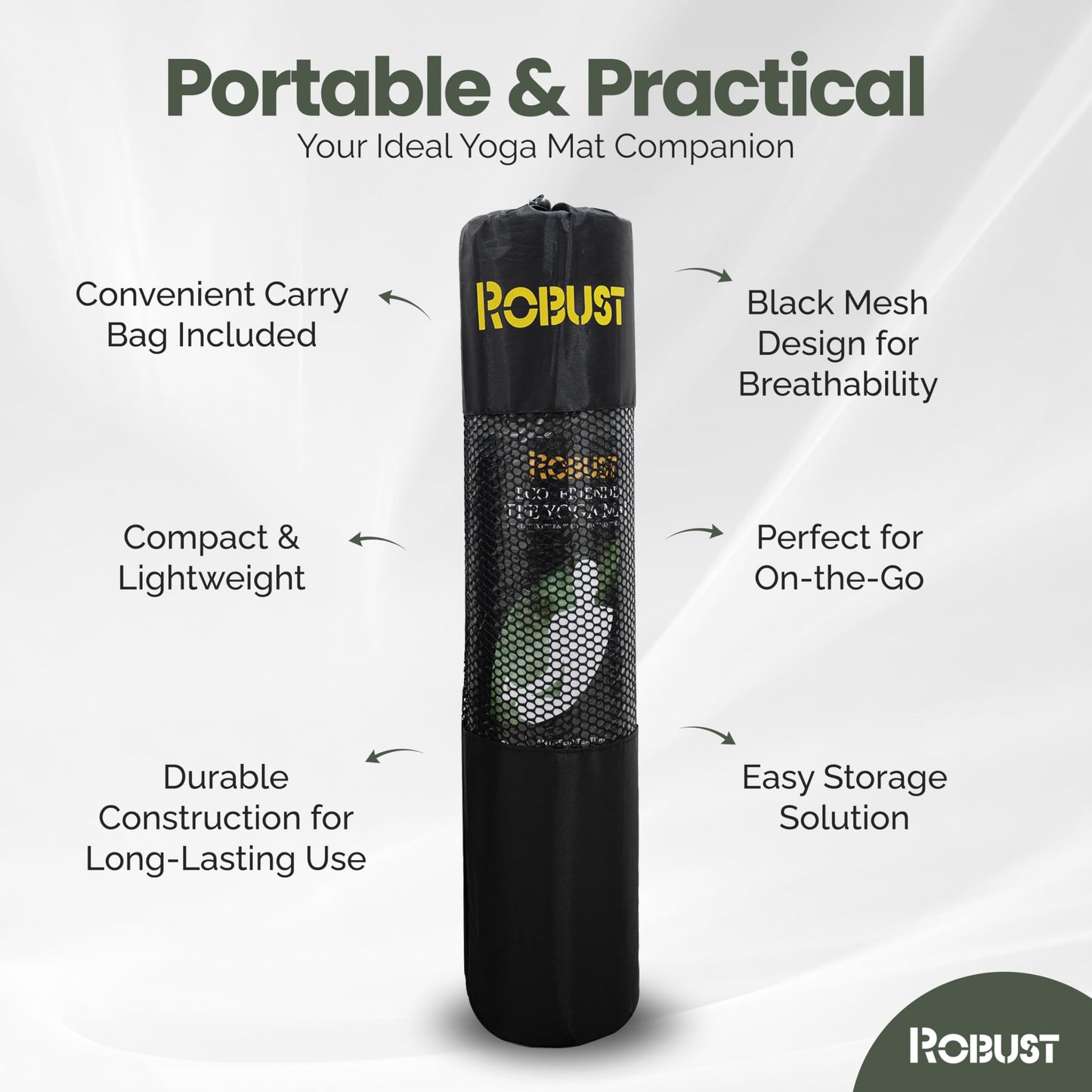 Robust Non-Slip Yoga Mat with Strap, 1/4" Thick TPE Eco-Friendly Workout Mat for Yoga with Position Lines and Texture Surface, Gym Mat for Women, Men, Pilates and Exercises Anti-Tear Sweat-Proof Exercise Mat