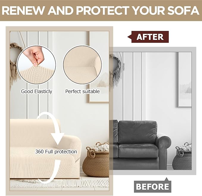 Peryiter 2 Pcs Sofa Covers Couch and Loveseat Covers Set Stretch Sofa Slipcover