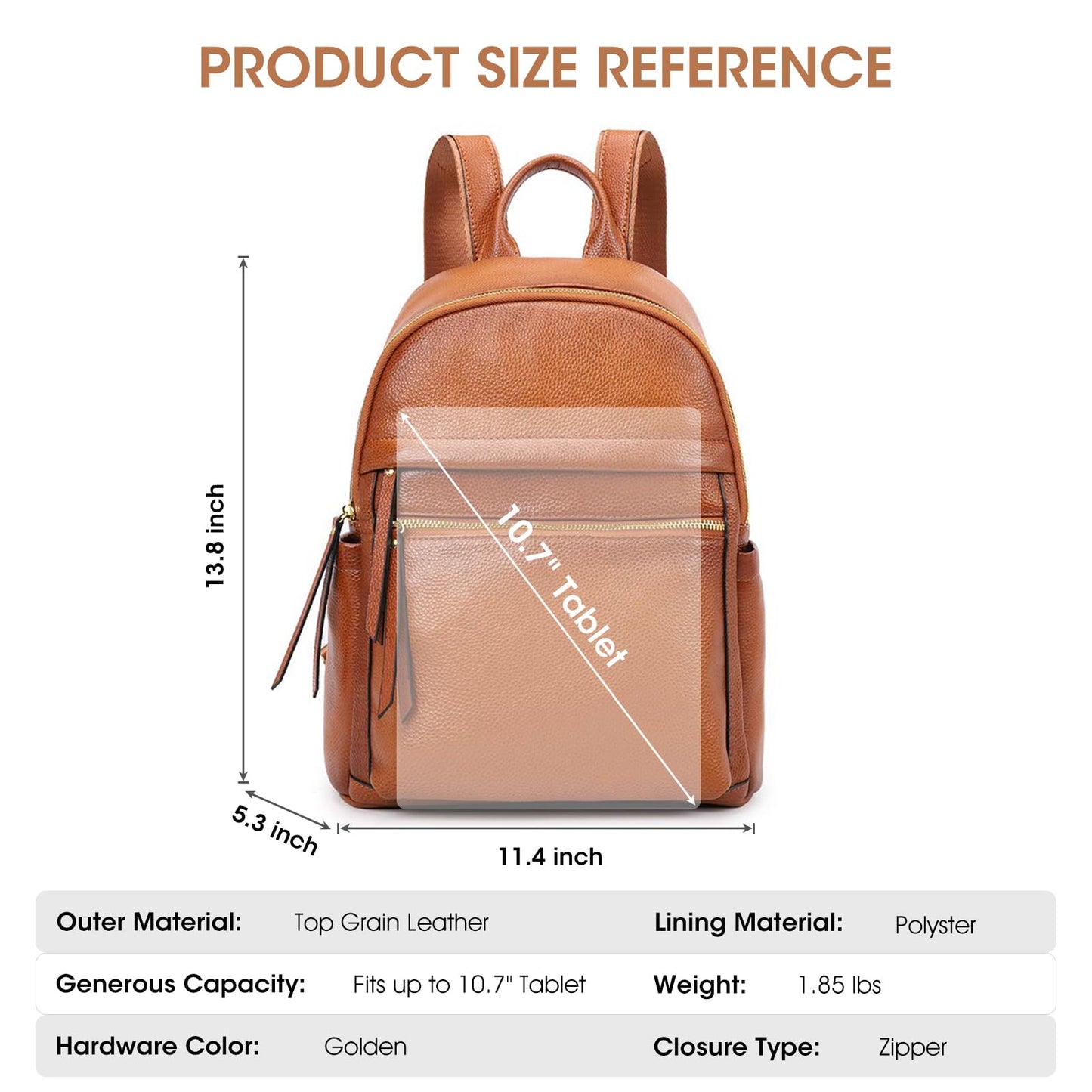Kattee Women Real Leather Backpack Anti-Theft Rucksack Fashion Shoulder Bag Purse Fits 11inches Tablet