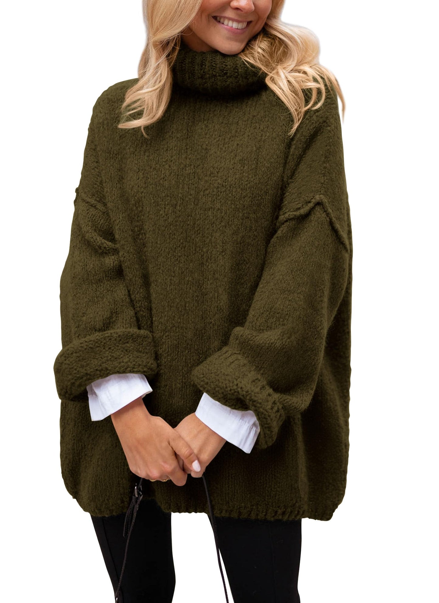 PRETTYGARDEN Oversized Sweaters for Women 2025 Chunky Turtleneck Sweater Fall Clothes Long Sleeve Tops Winter Clothing