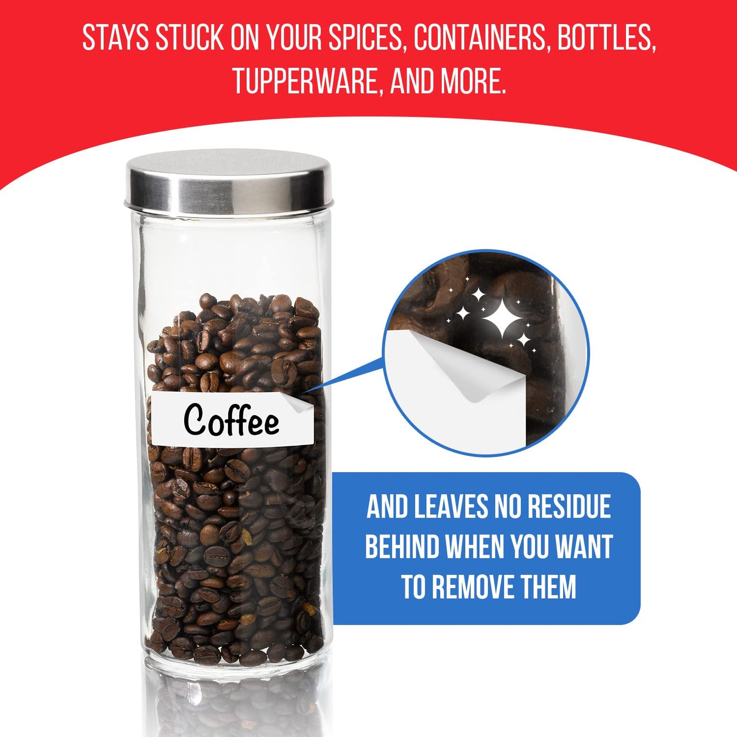 MESS Erasable Kitchen Labels, 96-Pack (1x3 & 1.5") – White Dry Erase Stickers for Pantry, Jars, Food Containers, Fridge & Freezer