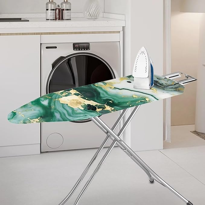 Green Marble Print Ironing Board Cover and Pad 15x54 Inch Standard Size Iron