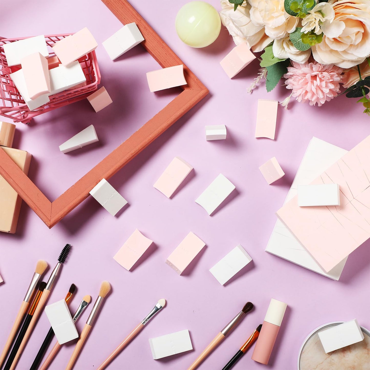 100 Pieces Cosmetic Sponges Latex Makeup Foam Wedges Foundation Beauty Tools (White)