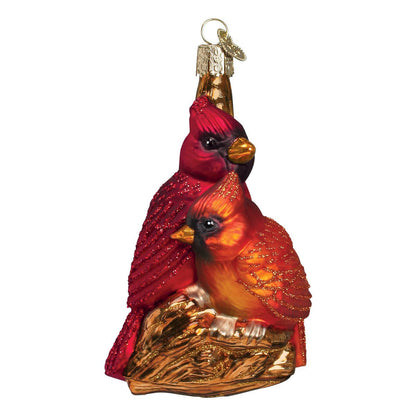 Old World Christmas Pair of Cardinals Glass Blown Ornament for Christmas Tree, Handcrafted Holiday Decoration, Bird Watcher Collection