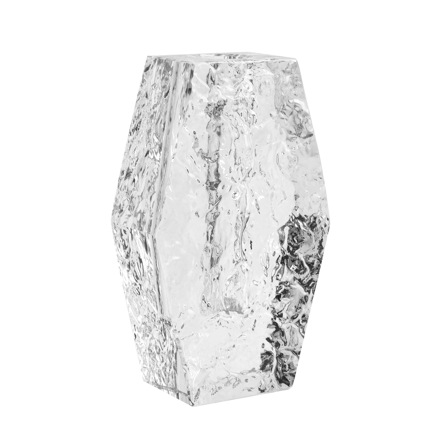 Glacier Series Crystal Vase 6.3-inch High, Modern Crystal Home Office Decor for Living Room Dining Table Centerpieces, Birthday and Wedding