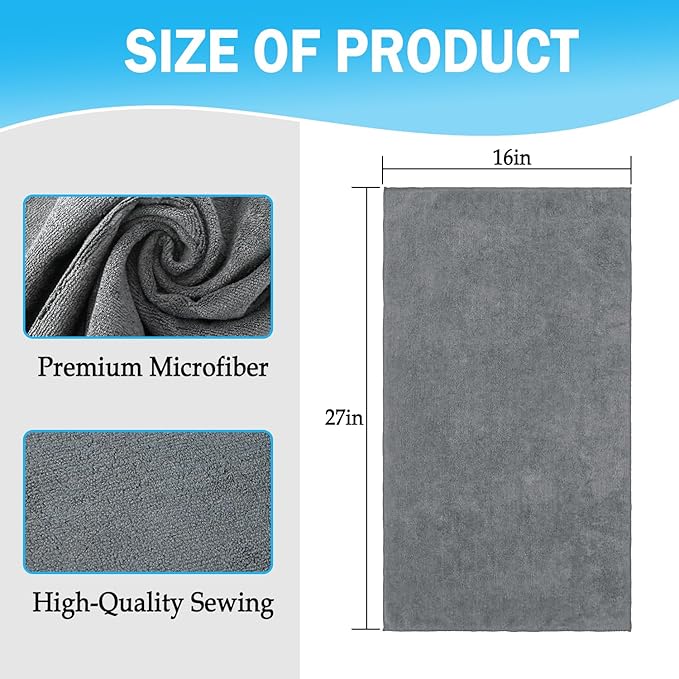 Grey Salon Towels, Super Soft and Absorbent Microfiber Hair Towel
