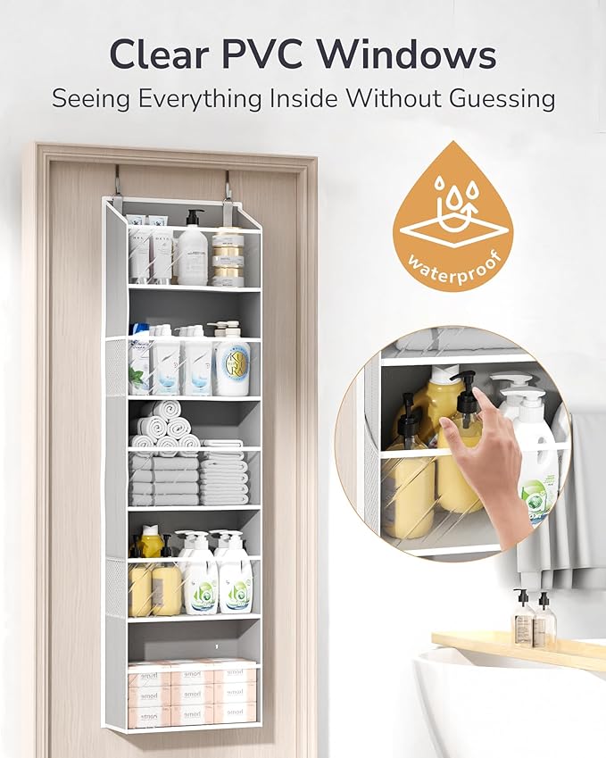 ULG Clear Over The Door Organizer 5-Tier Hanging Storage