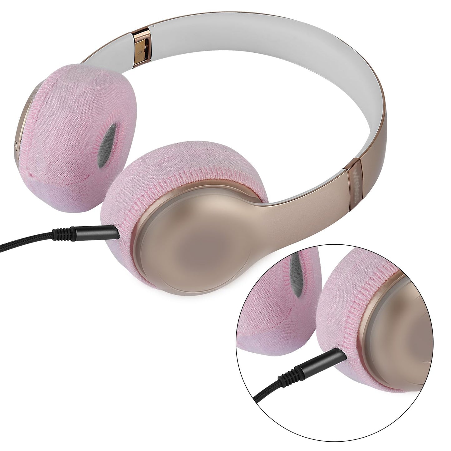 Geekria 2 Pairs Knit Headphones Ear Covers - Product Safety Certified - Washable & Stretchable Sanitary Earcup Protectors for On-Ear Headsets, Sweat Pads for Gym, Meeting (Size S/Pink)