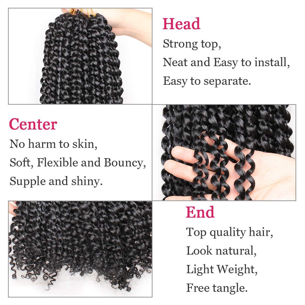 Leeven 7 Packs Water Wave Braiding Hair for Butterfly Faux Locs 24 Inch Long Water Wave Crochet Hair Hot Water Setting Passion Twists Braiding Hair Bohemian Braids Hair 1B#
