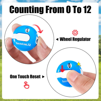 Fiada 3 Pcs 1.2 Inch Golf Score Counter for Women Mini Golf Stroke Counter Scoring Keeper up to 12 Shot to Scorekeeper Glove in(Orange, Red, Blue)