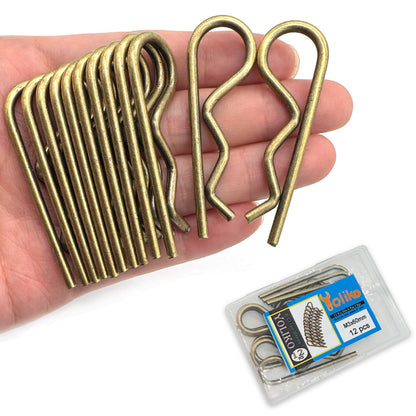12 Pcs Heavy Duty Hitch Pins Clip R Clips Spring Retaining Wire Hair Pins Cotter Pin Strong Spring Tension Large Carter Pin R Clip Large for Trailer Tractor Mower Carts Truck Bronze zinc M3x60mm