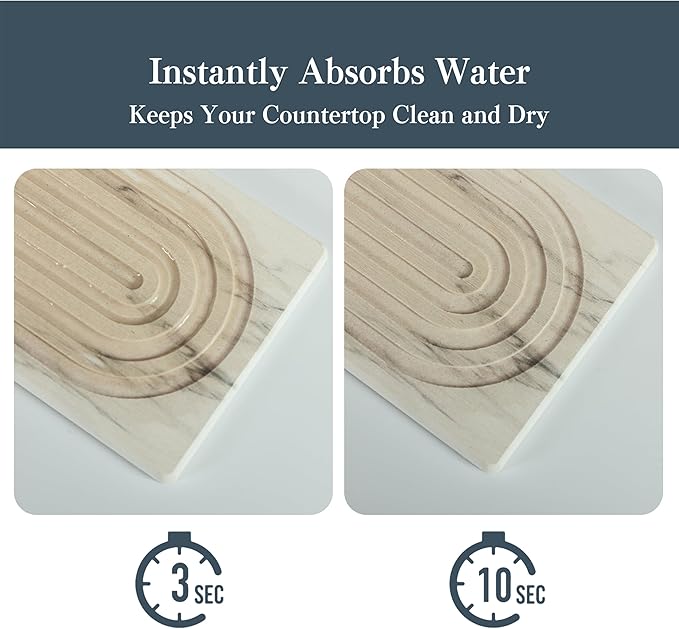 Stone Faucet Mat for Kitchen Sink, Quick Drying Mats, Water Absorbing Guard &