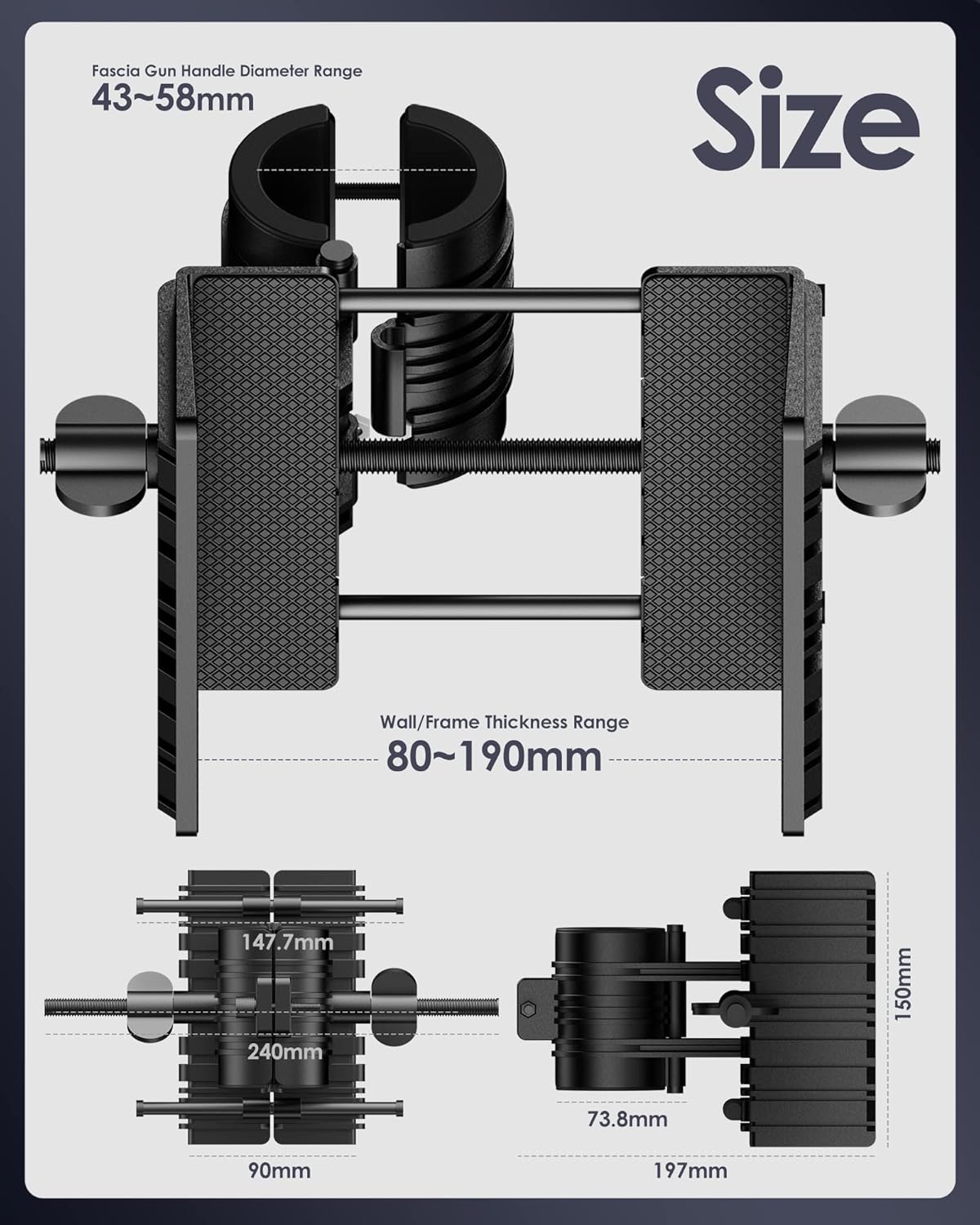 Massage Gun Holder for Back, Hands Free Percussion Muscle for Self Massage, Compatible with Most Design for Massage Hard-to-Reach Area Holder ONLY
