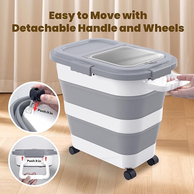 HOYTAMDA 25-35Lbs Rice Container, Collapsible Airtight Food Storage Containers