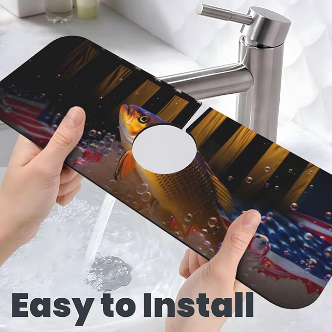 Wood American Flag Fish Kitchen sink faucet pad, strong water absorption