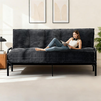 feliz home 10" Futon Mattress Full Size,Futons Sofa Couch Bed with Straps, Thick Corduroy Floor Mattress for Adults, Roll Up Folding Mattress Shredded Foam Filling, Medium Firm(Frame Not Included)