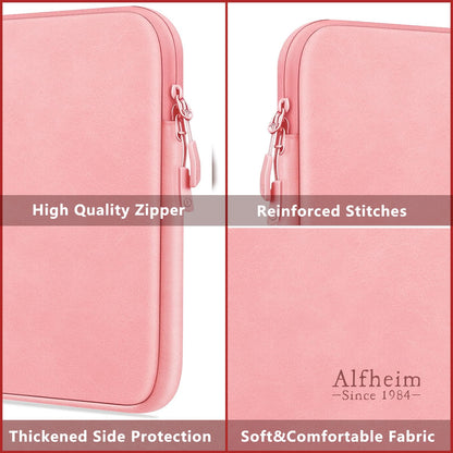 Alfheim Laptop Sleeve Case 14 inch, Waterproof Shock Resistant Fashion Lightweight PU Leather Bag Case for Notebook Tablet iPad（Pink）