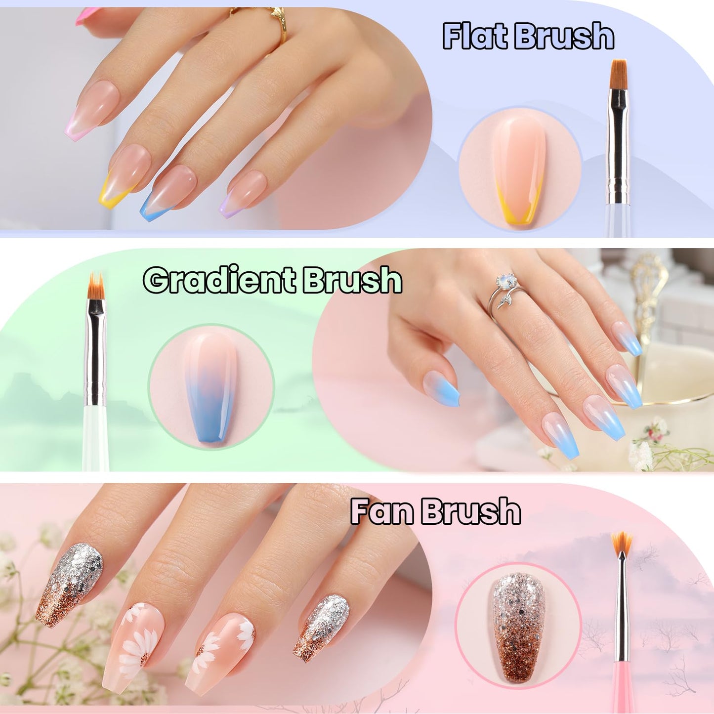 Beetles Nail Art Brushes 8pcs – Crystal Nail Art Tools 5pcs Double-headed Nails Dotting Tool, 3pcs Striping Liner Brushes for Nails with Pearls Bowknot Stickers, DIY Home Salon Manicure Design Tools