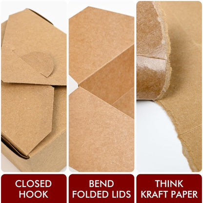 EcoDispose 71 oz Kraft Paper Pack of 200 Fold To Go Containers, Microwaveable Leak and Grease Proof Take Out Boxes for Lunch,Leftover and Restaurant
