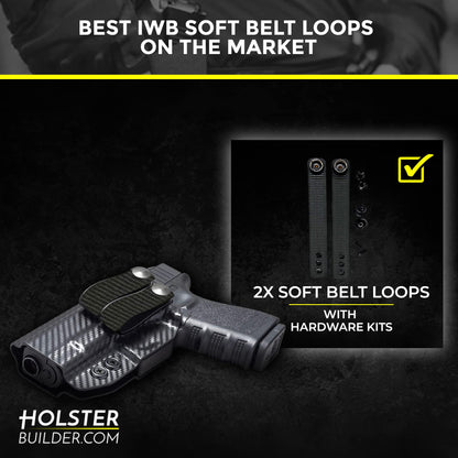 HolsterBuilder IWB Soft Holster Belt Loops - Holster Accessories with Dot Cap for Better Security, Heavy-Duty Belt Clip Works with 1.5" & 1.75" Belts - Kydex & Sheath Hardware Kit (Black)