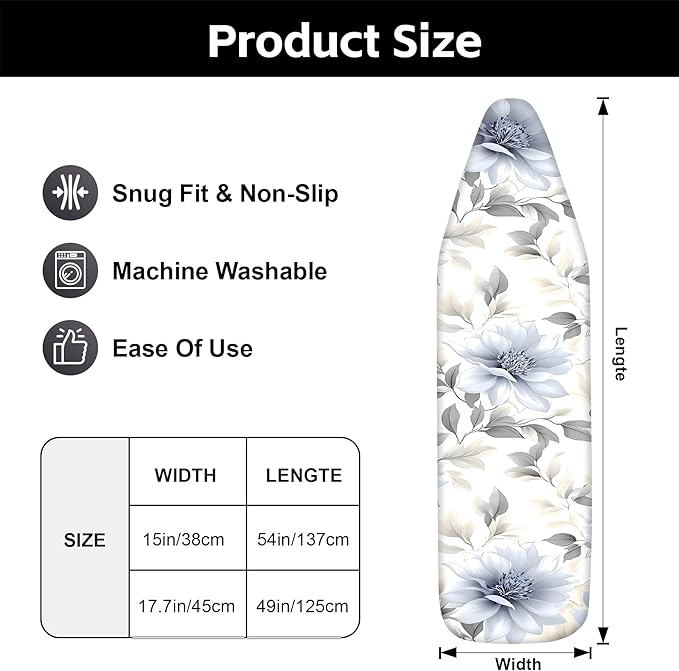 Floral Ironing Board Cover, Standard Size Cotton Iron Board Covers