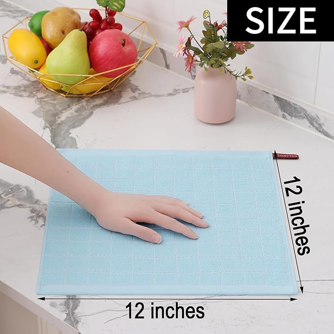Homaxy 100% Cotton Terry Kitchen Dish Cloths, Ultra Soft and Absorbent Dish
