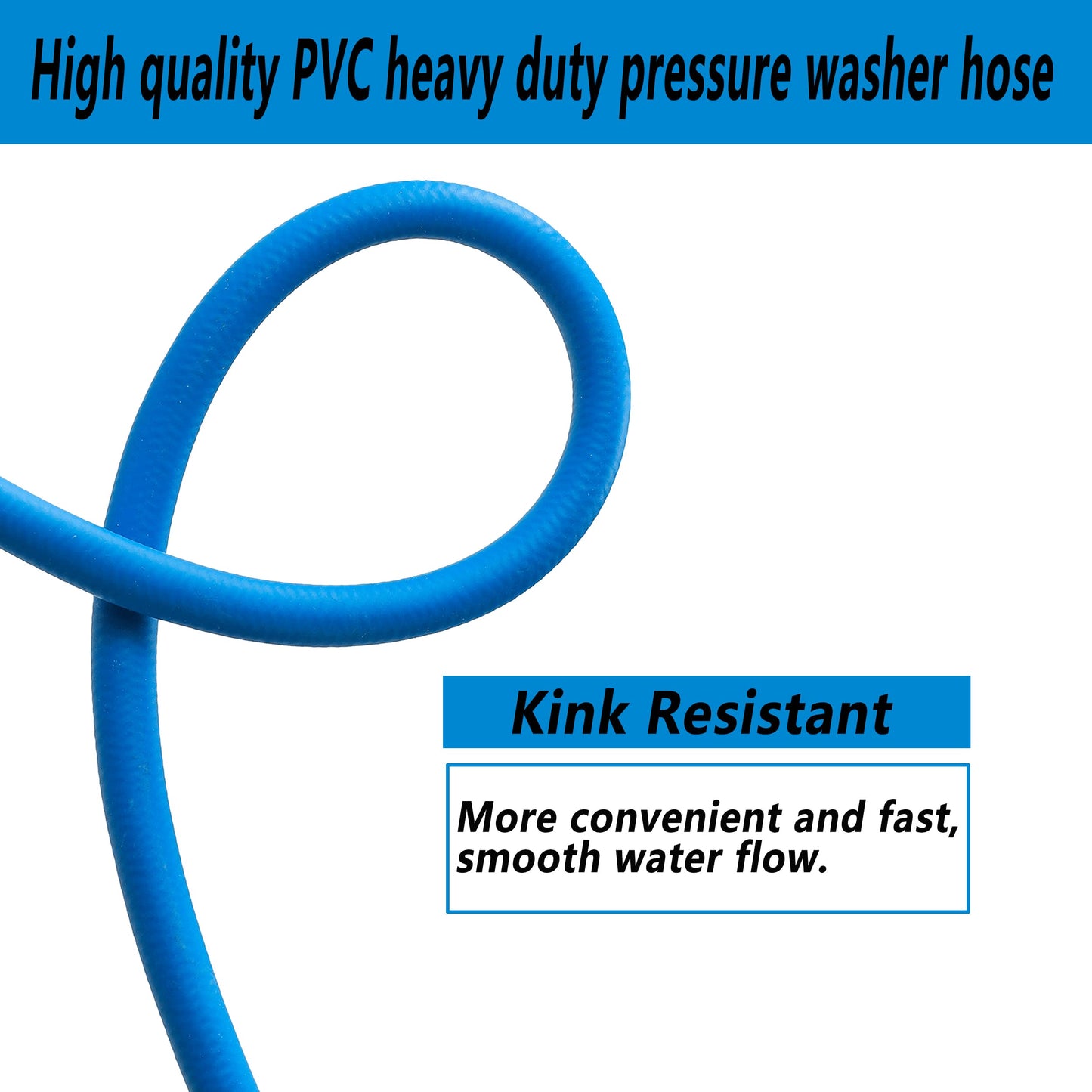 FIXFANS Pressure Washer Hose – 1/4" X 50 FT High Power Washer Extension Hose – Kink & Wear Resistant High Pressure Hose for Replacement – Compatible with M22 Fittings – 3600PSI