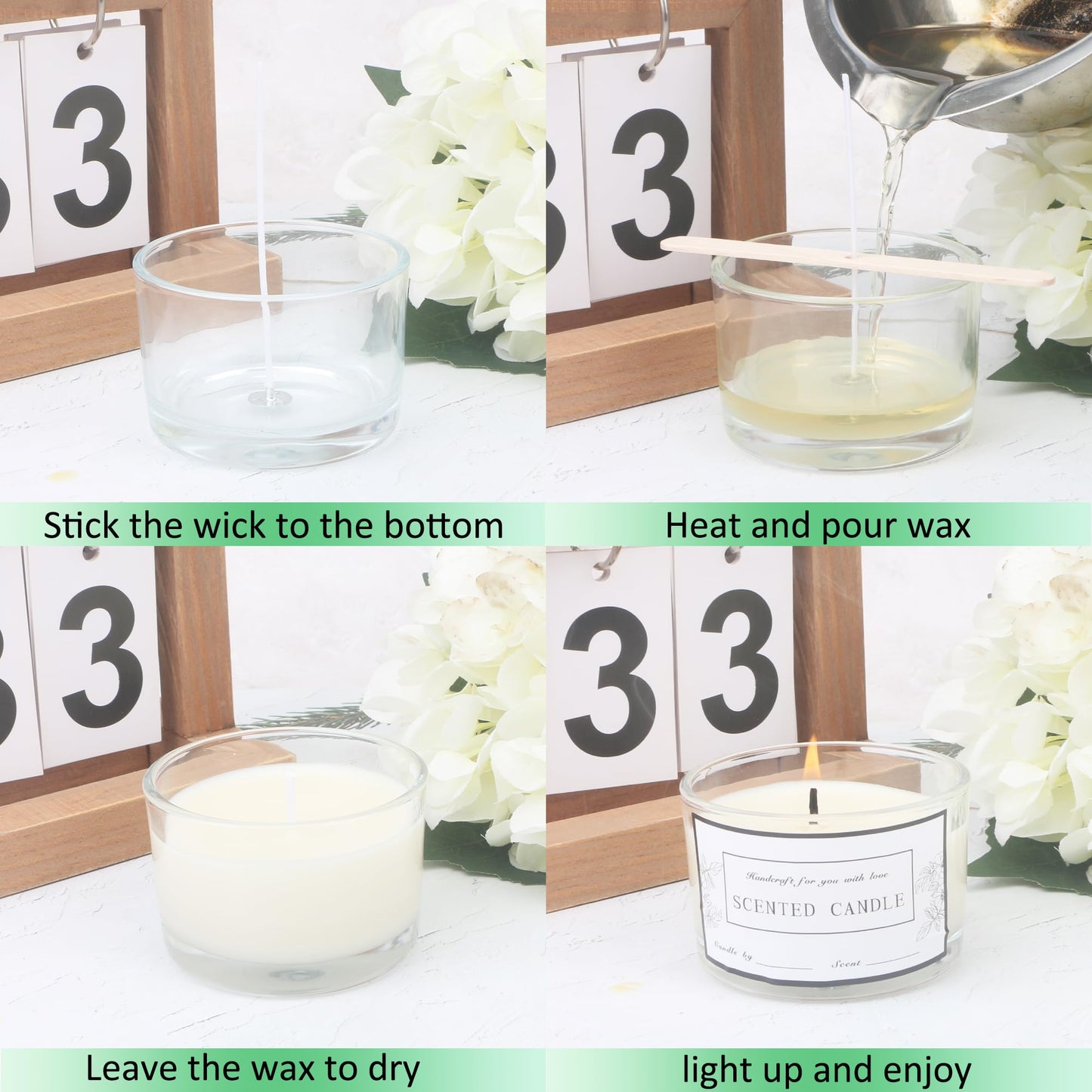 MILIVIXAY 20 Pack 4 OZ Clear Glass Candle Jars with Lids and Candle Making Kits - Bulk Wide Mouth Small Empty Candle Jars for Making Candles - Spice, Powder Containers.