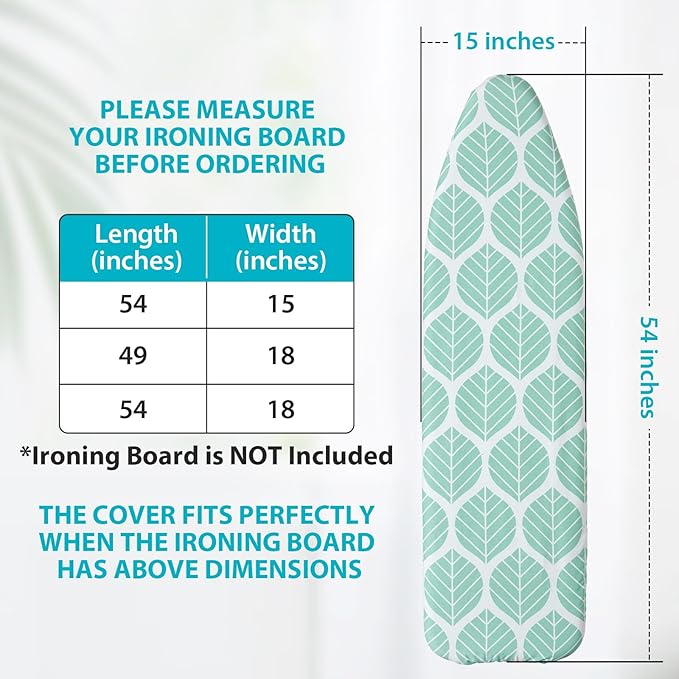 Seiritex Ironing Board Cover and Pad, Standard Size 15 x 54, Thick Padding