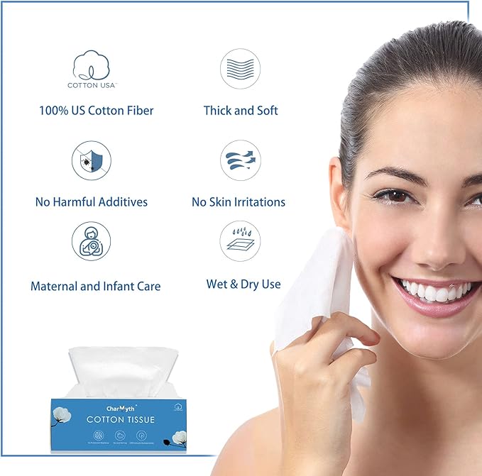 Extra Thick Disposable Face Towel, Disposable Makeup Removing Wipes, 100% USA