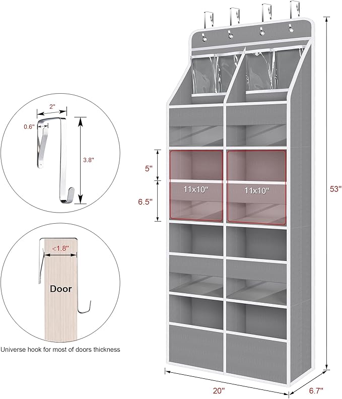 Univivi 5-Shelf Fabric Door Organizer Over Door Hanging Organizer