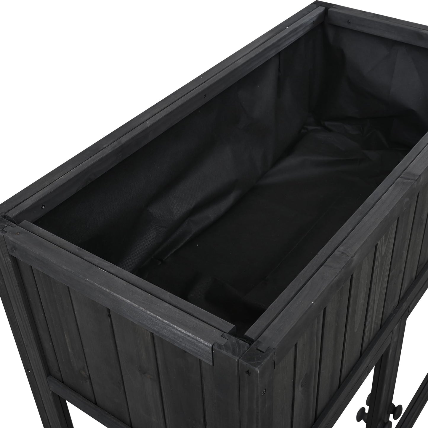 Merax 35.4''x17.7''x37.4'' Raised Garden Bed, Compact 2 Doors Garden Greenhouse with Wheels, Mini Wood Cold Frame Planter Box Stand for Backyard, Patio, Balcony w/Bed Liner,Black
