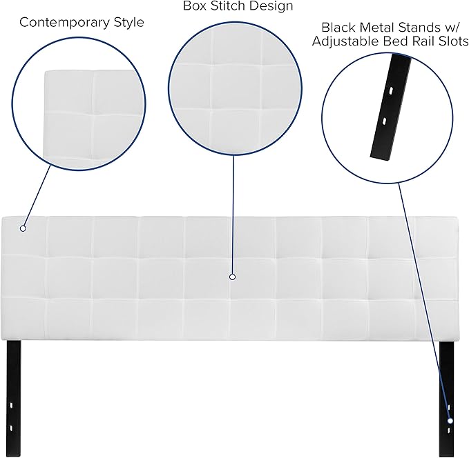 Flash Furniture Bedford Box Stitch Tufted Upholstered King Size Headboard in