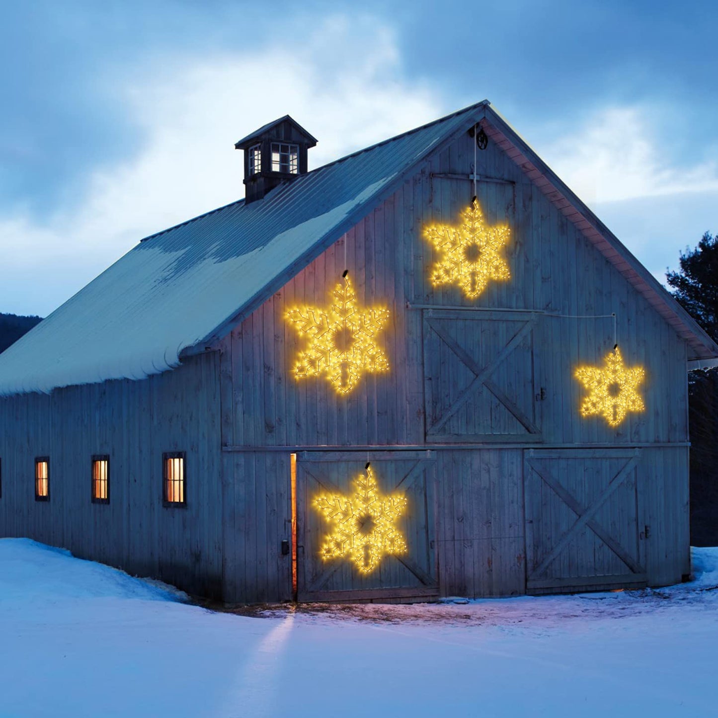 27" Christmas Big Snowflake Lights Mains Powered with Timer for Xmas Decor