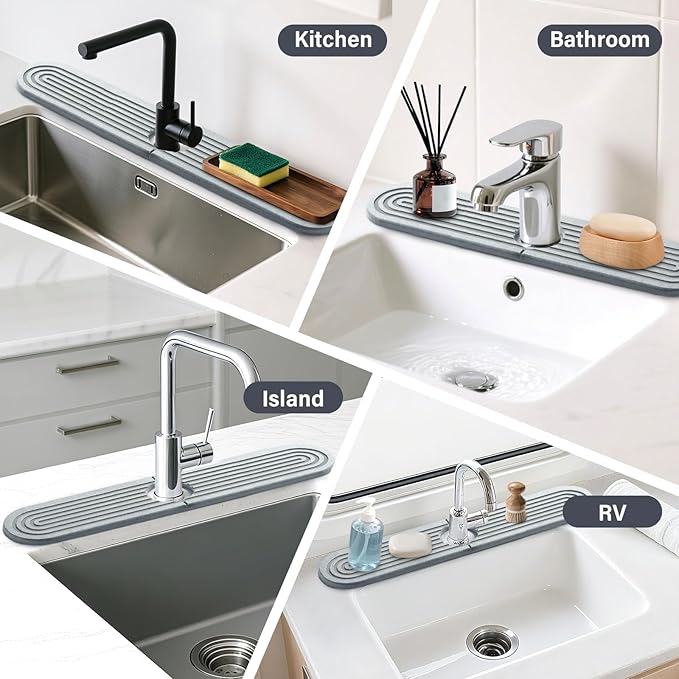 2 Set/4PCS Faucet Mat for Kitchen Sink Splash Guard Faucet Mat Absorbent