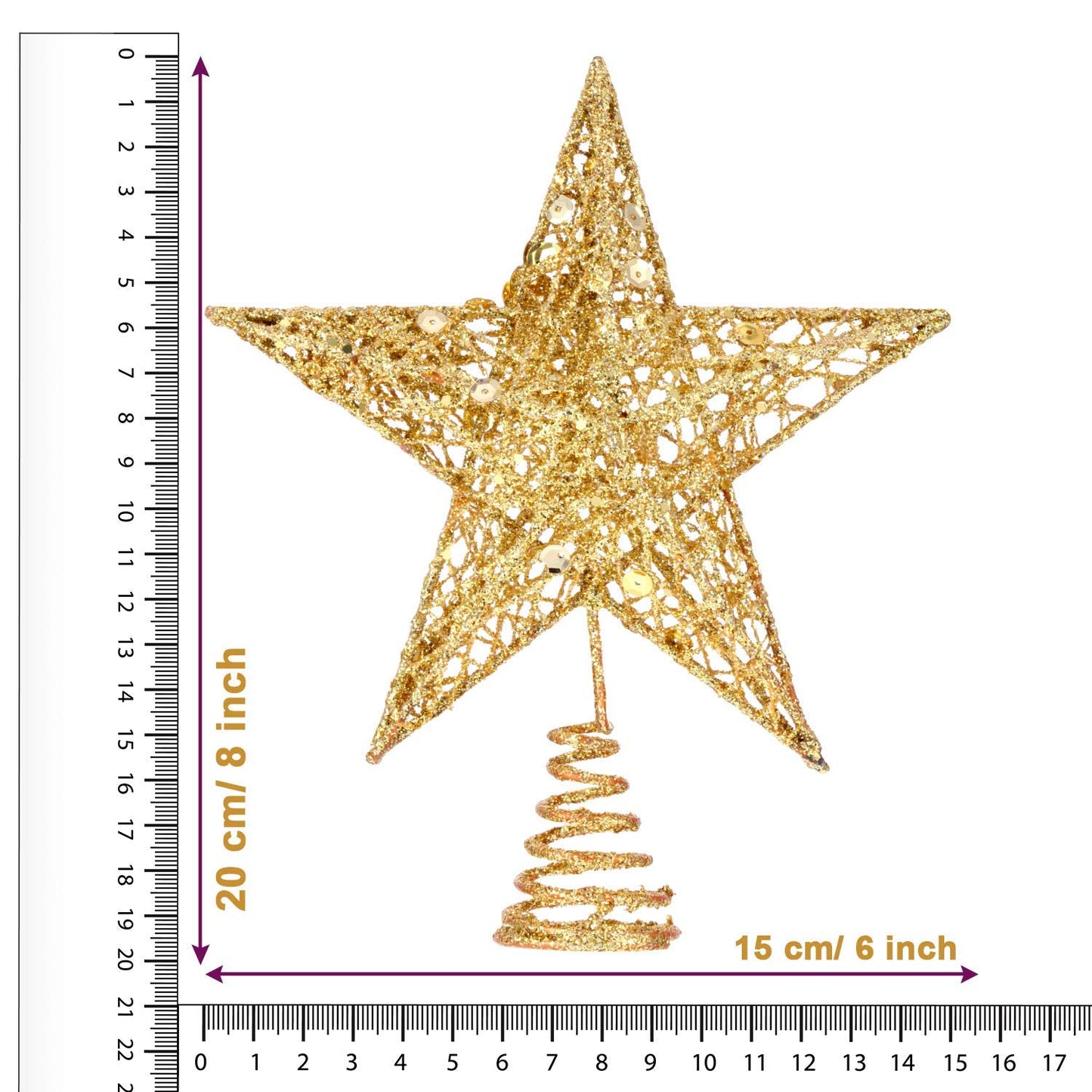Bememo Glittered Christmas Tree Topper, 8 Inches Glitter Star Tree Topper Exquisite Shimmery Star for Christmas Decoration (Glod)
