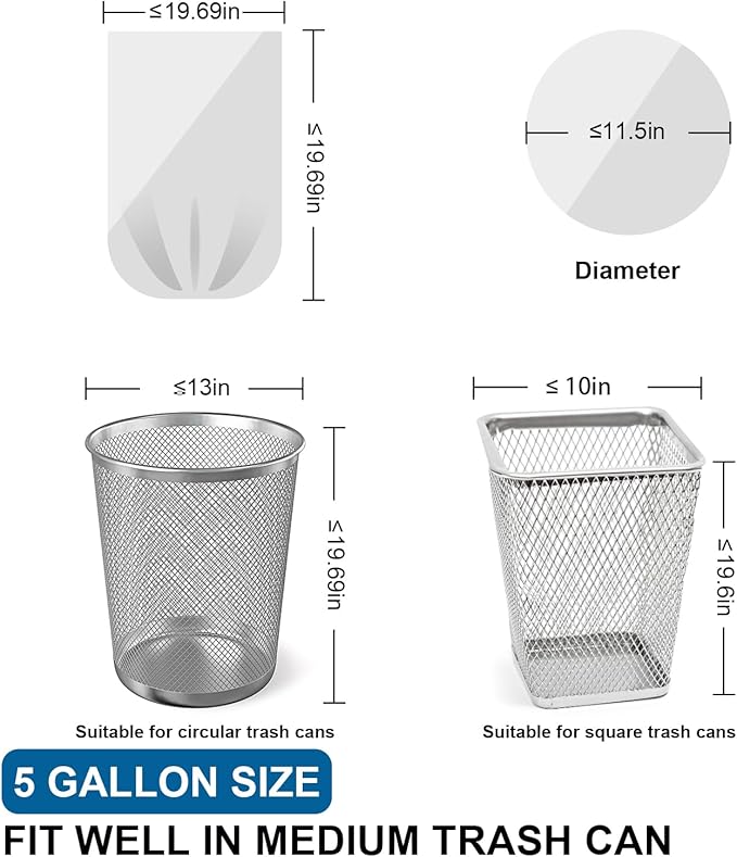 5 Gallon Trash Bags Drawstring 1.1 Mil