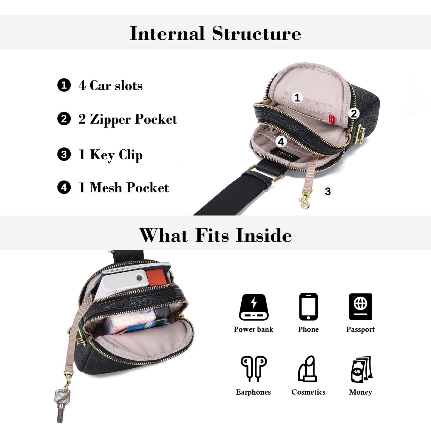 INICAT Anti Theft Crossbody Bags for Women Travel Small Sling Bags Cross Body Bag Purses for Woman