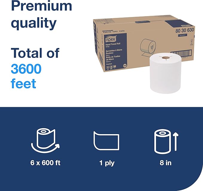 Tork Roll Hand Towel White H80, 6 rolls