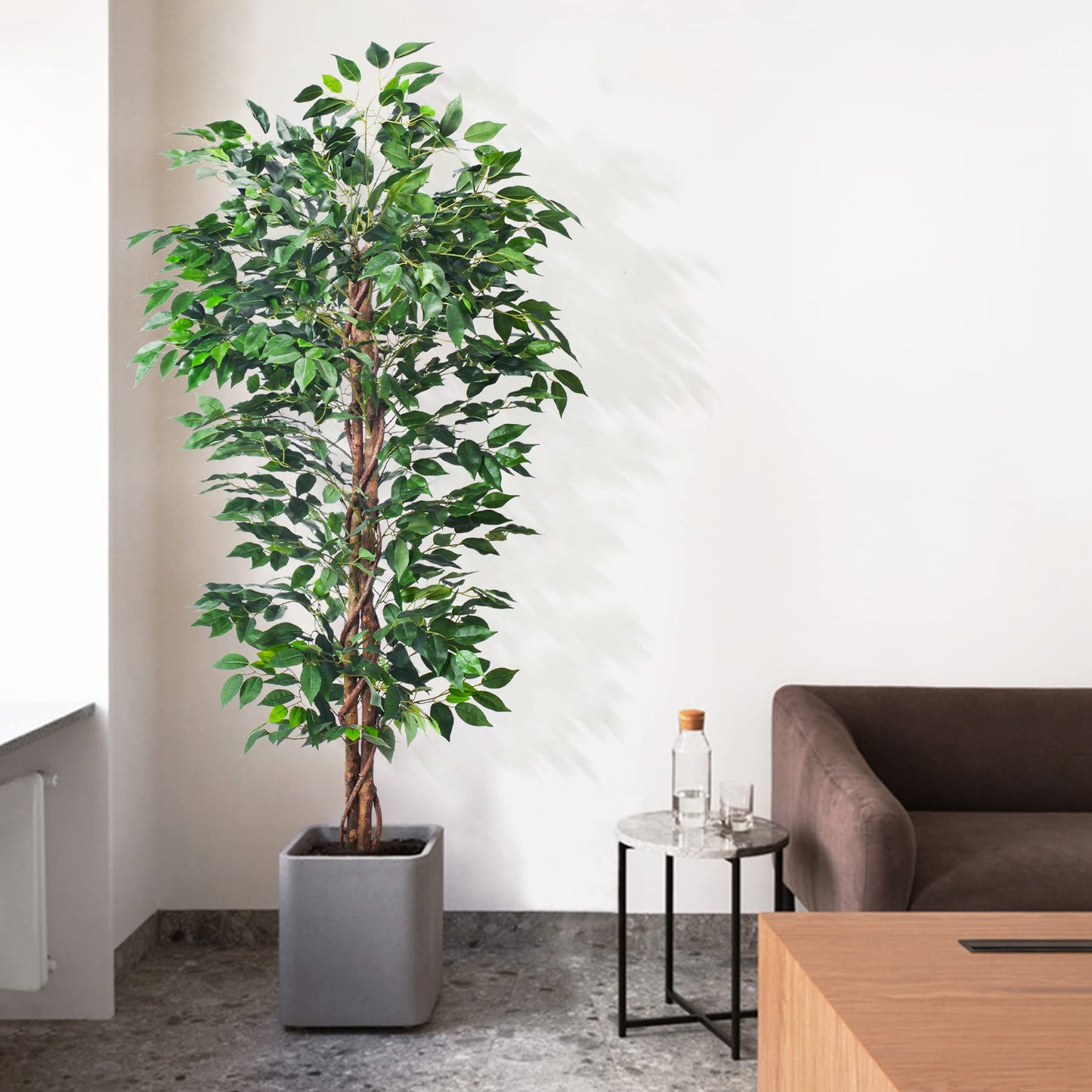HAIHONG Artificial Ficus Tree 5FT Faux Silk Plants with Sturdy Plastic Nursery Pot,Fake Ficus Trees for Home Office Farmhouse Indoor Outdoor Decor Perfect Housewarming Gift (5FT-1Pack)