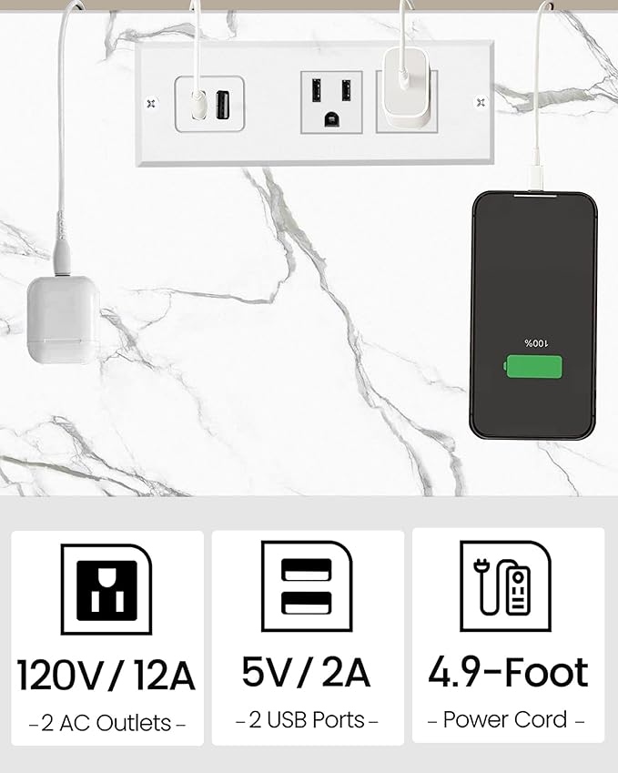 TUTOTAK End Table with Charging Station, Small Side Table, Nightstand Bedside