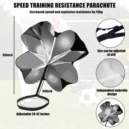 GRSECPO Running Speed Training, 56 inch Speed Drills Resistance Parachute Running Sprint Chute Soccer Football Sport Speed Training (Black)