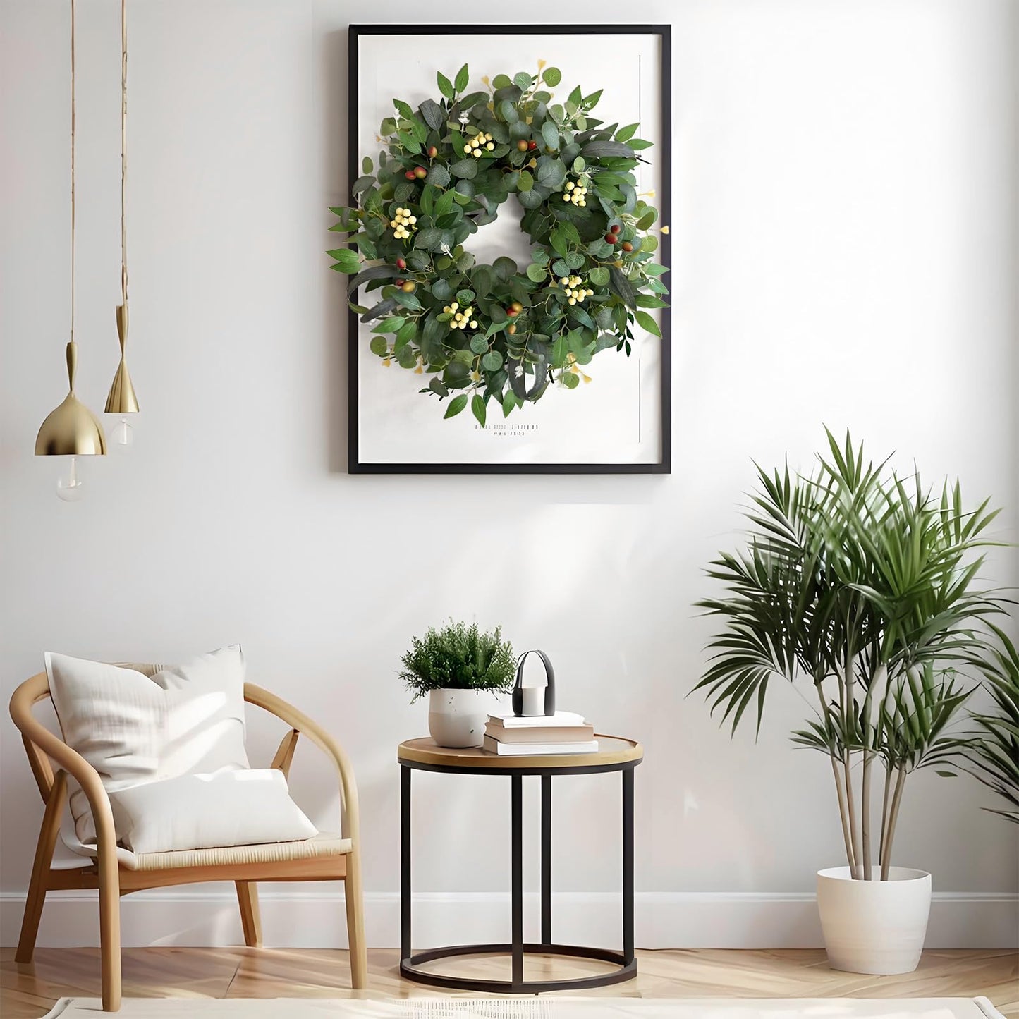 22-24" Eucalyptus Wreaths for Front Door,Spring Summer Fall Autumn Winter Wreaths,Large Eucalyptus Greenery Wreath with Olive Leaves Berries for Front Door Outdoor Farmhouse Decor All Seasons