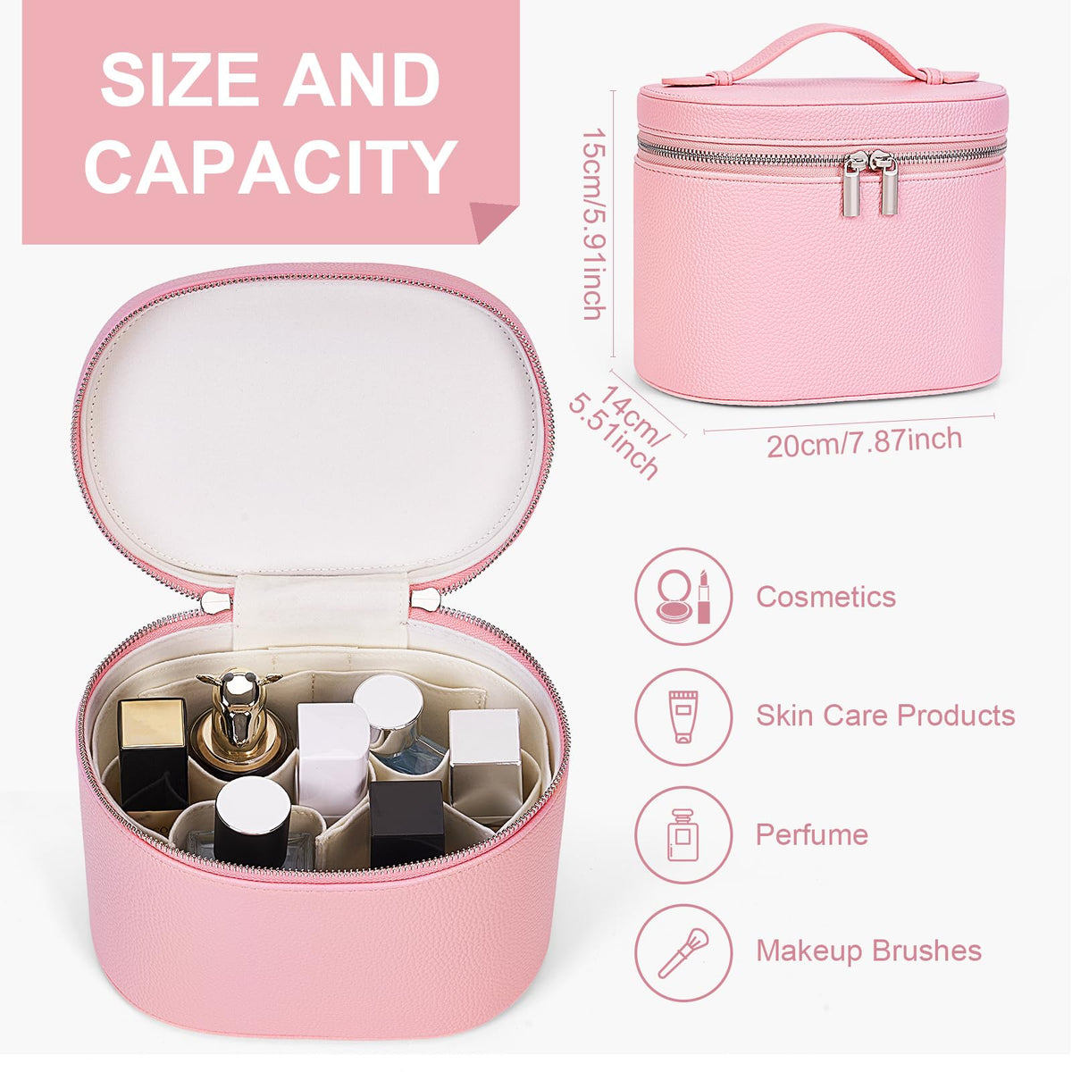 YFGBCX Makeup Bag Vanity Case with Removable Divider Travel Toiletry Bag Portable Cosmetic Bag Makeup Organizer Case