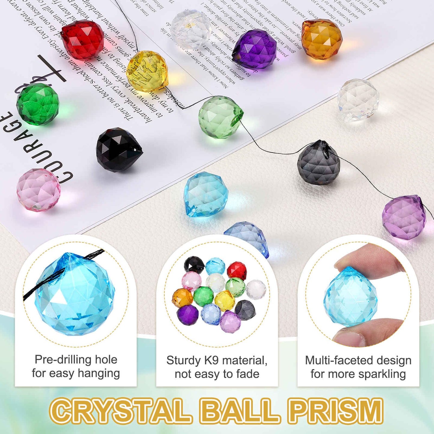 MECCANIXITY 20Pack Crystal Ball Prism, 20mm/0.8" Decorative Ball Sun Shine Catcher Suncatcher Beads for Chandelier Window Wedding Decoration Home Decor, Light Blue