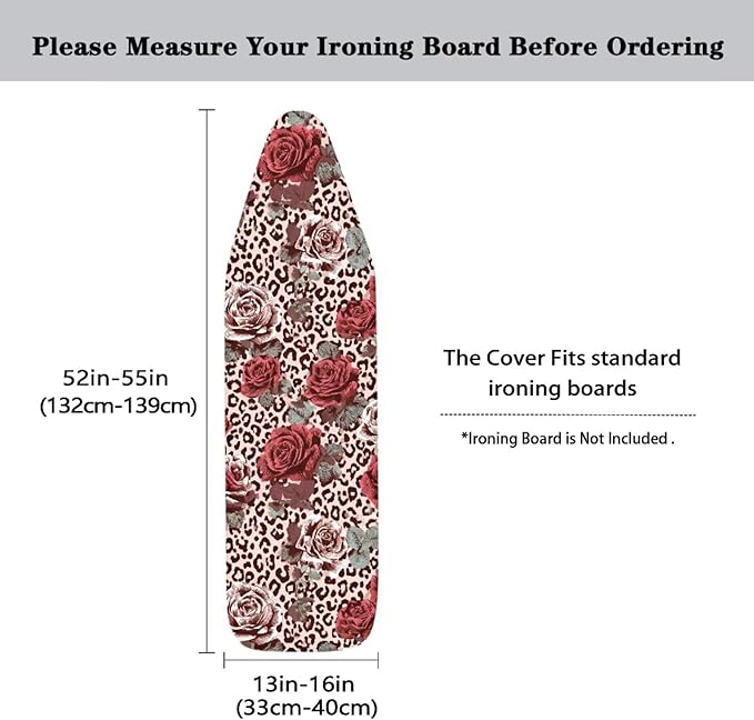 Leopard Print Flower Ironing Board Covers Standard Washable Ironing Board