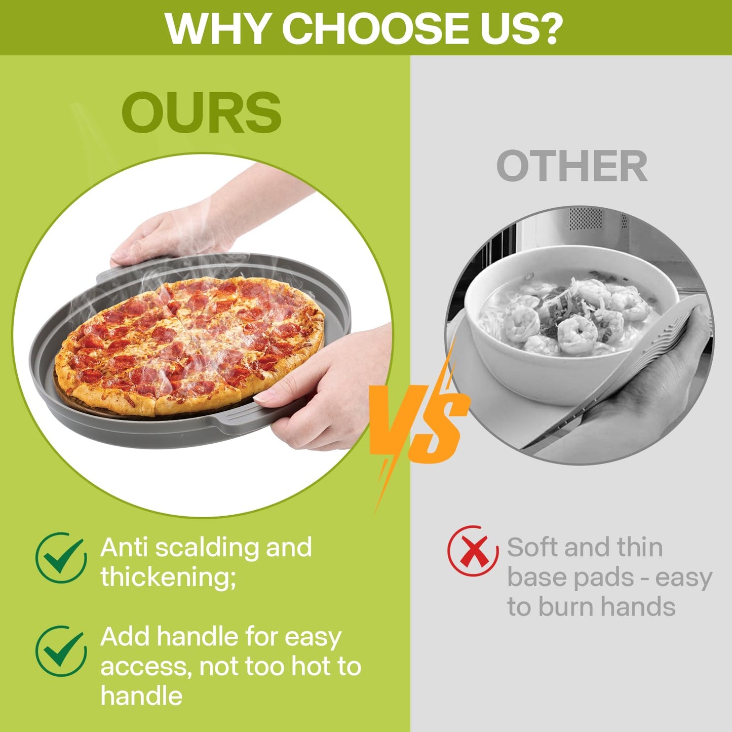 Microwave Splatter Cover for Food with Anti-scald Base Plate,Large Plastic & Silicone Vented Avoid Scalding Collapsible Guard Lid, Plate Holder & Kitchen Colander for Meal Prep-10.7 Inch (gray)