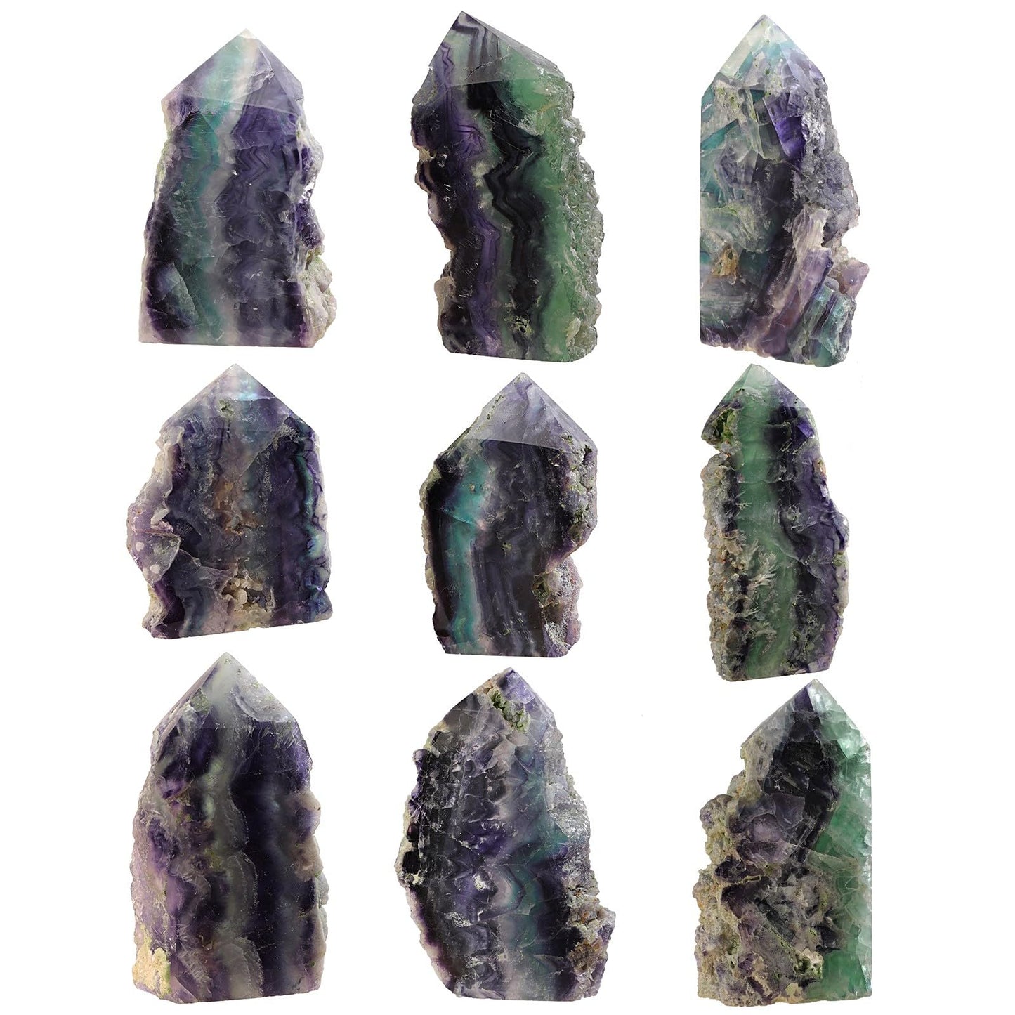 Sportmusies Natural Fluorite Crystal Mineral Specimen Decoration for Home Office, Irregular-Shaped Spiritual Stone Healing Meditation Yoga, 3.93-6.1 inches