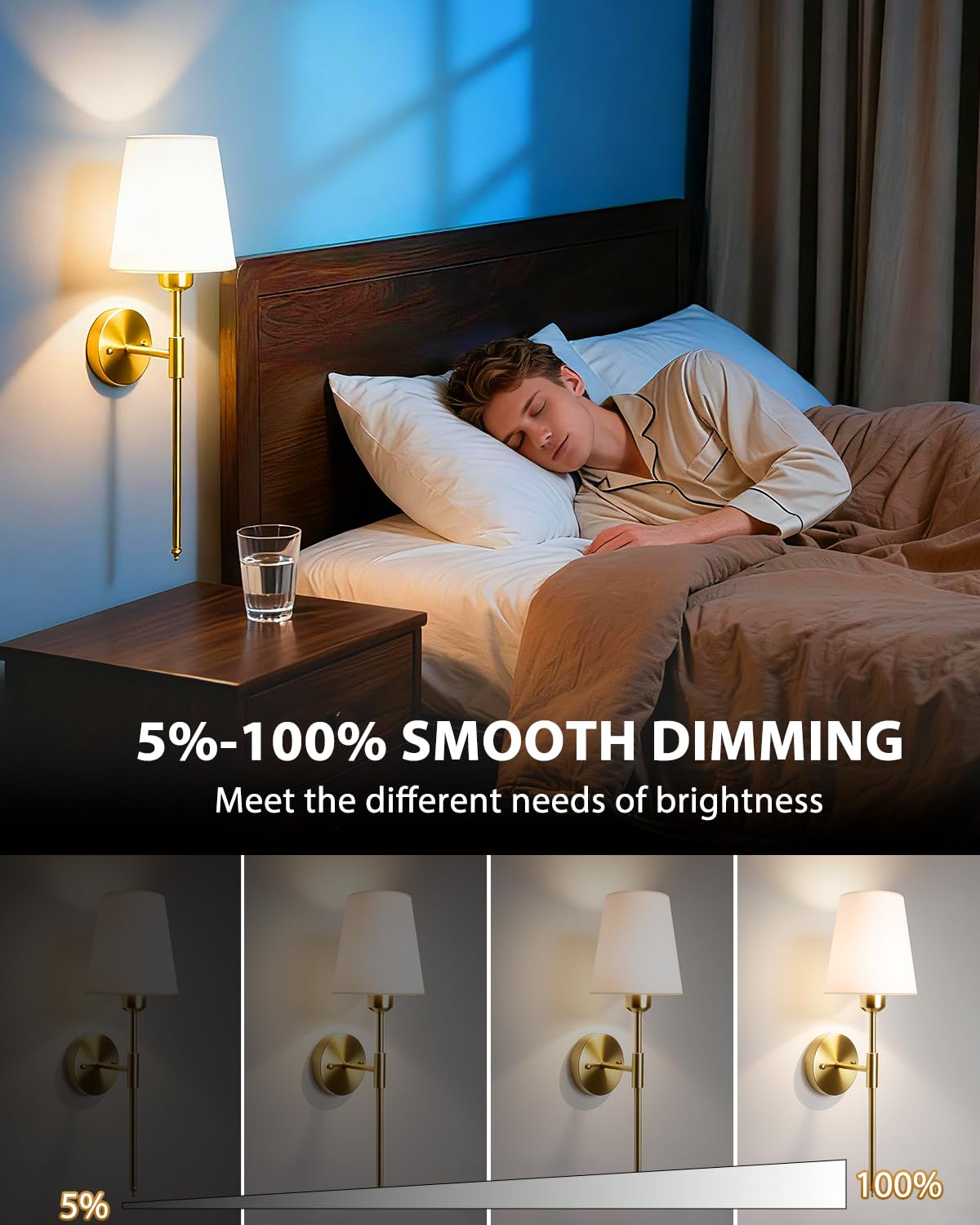 Adetu Wall Sconces Set of Two, Battery Operated Wall Sconce with 10000mAh RGB Dimmable Magnetic Bulbs and Remote, Rechargeable Wall Lights for Bedroom Living Room Hallway Decor